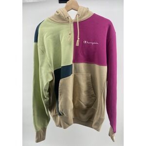 Champion 80s Vintage Reverse Weave Hoodie Sweatshirt Medium Color Block